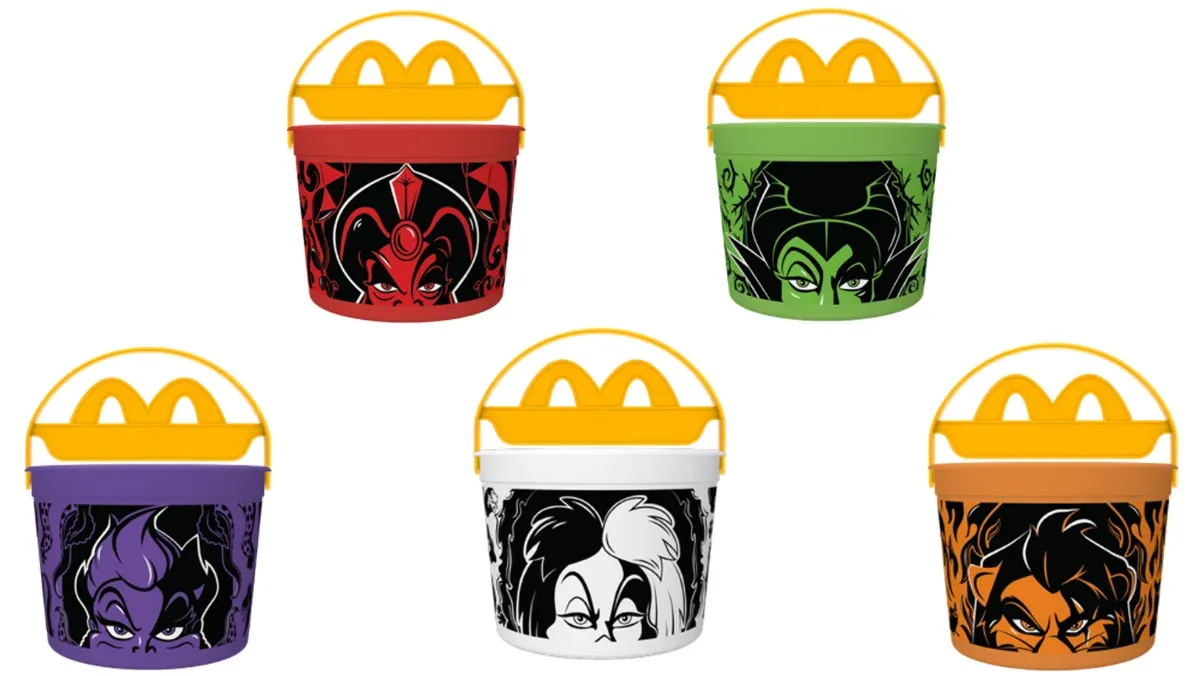 Imagem: Baldes Boo do McDonald's voltam, no estilo vilões da Disney